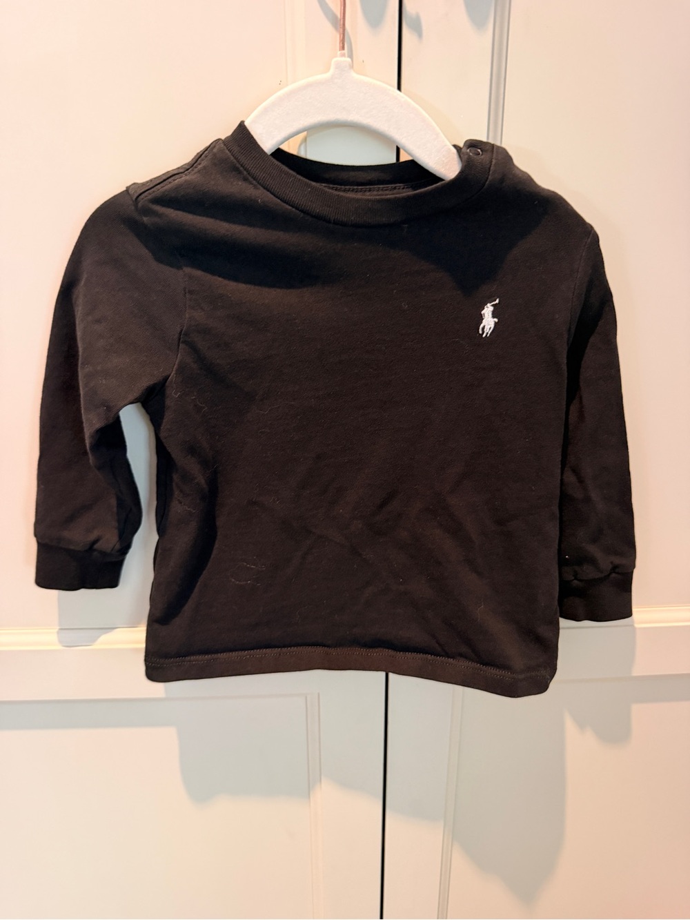 Ralph Lauren Black Long-Sleeve Crewneck Tee with Pony Logo